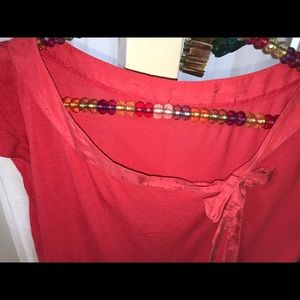 Tops - Coral blouse with silk tie Tops - Coral blouse with silk tie
